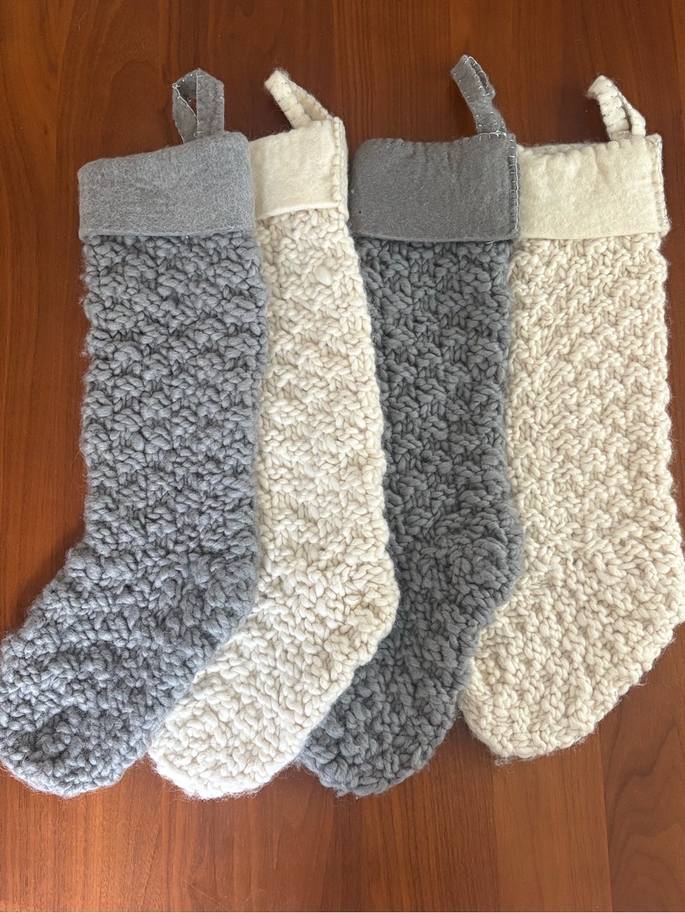 West Elm, Scattered Stitch Knit Stocking, Ivory and Gray
